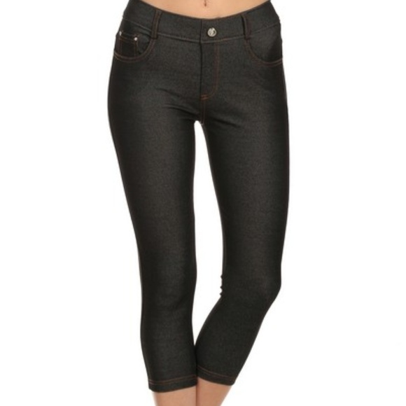 Jean Look Jeggings Tights Slim Fit Pull Up Pants - Picture 1 of 4